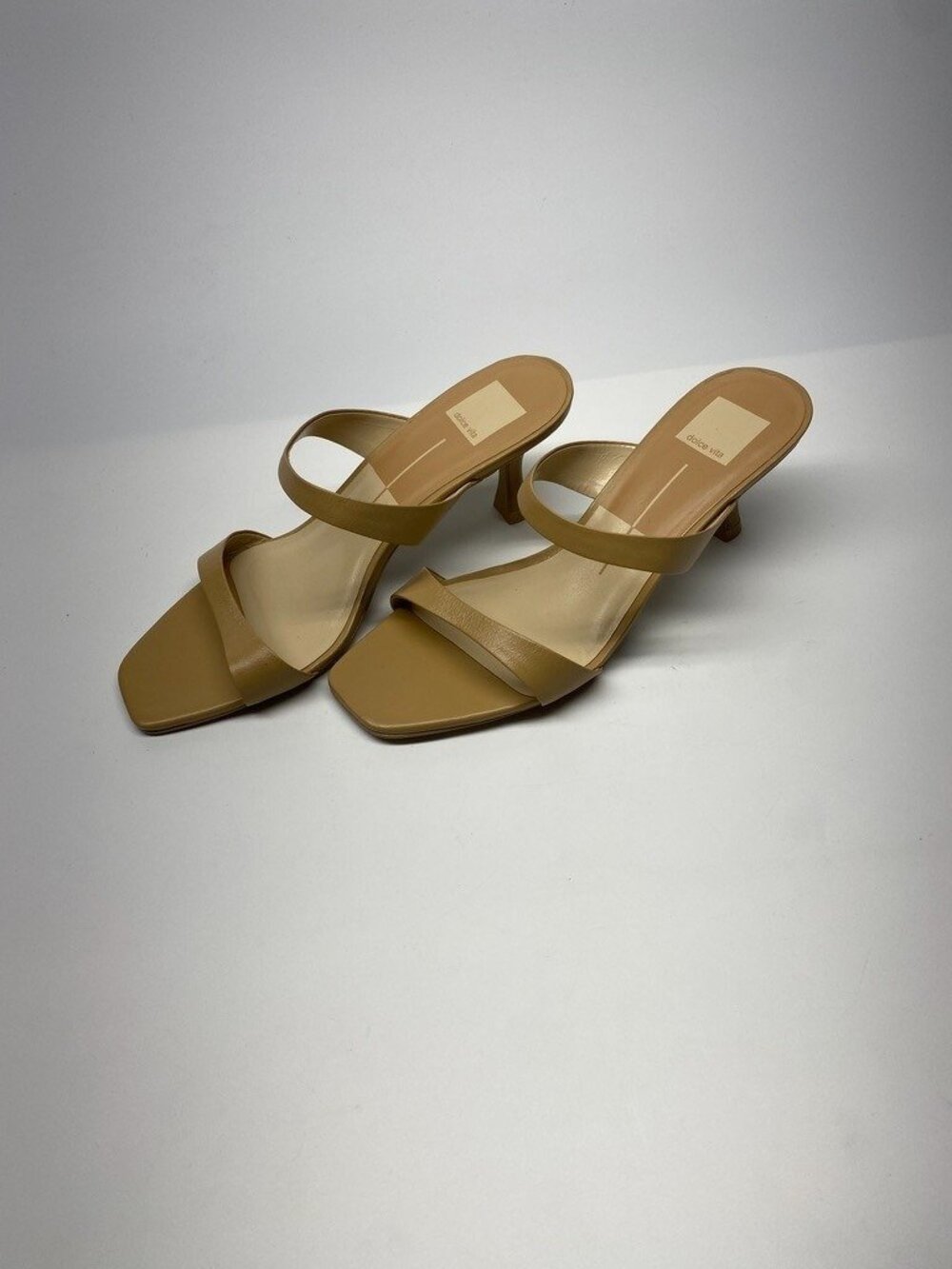 Dolce Vita Women's Genora Double-Band Leather Cafe Low-Heel Dress Sandals Sz 8